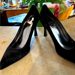 Black Suede Pointed Toe Heels